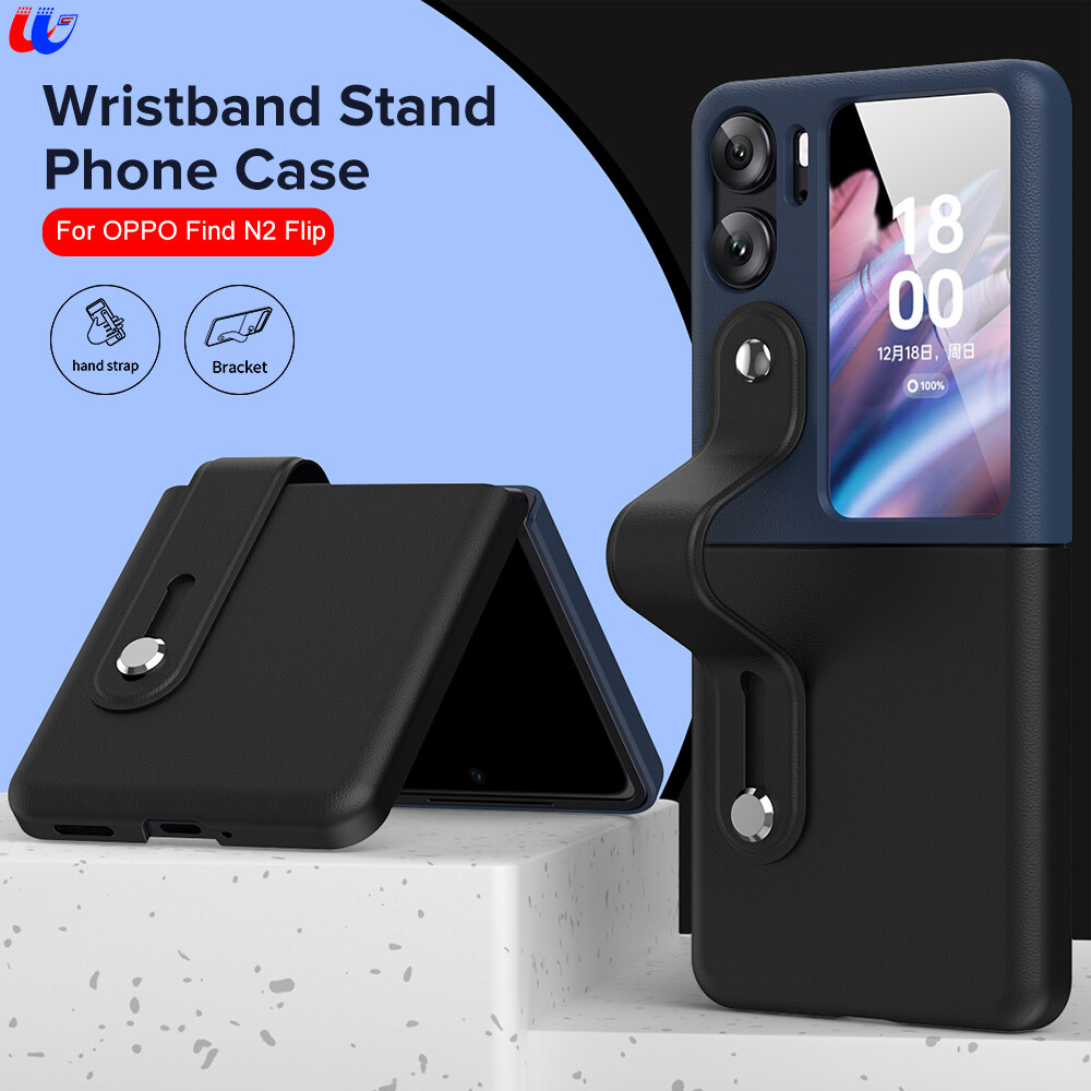 SGP Hybrid For OPPO FIND N2 FLIP n2flip Leather Wristband Case Color Contrast Shockproof Case Bracket Shockproof Protection Cover
