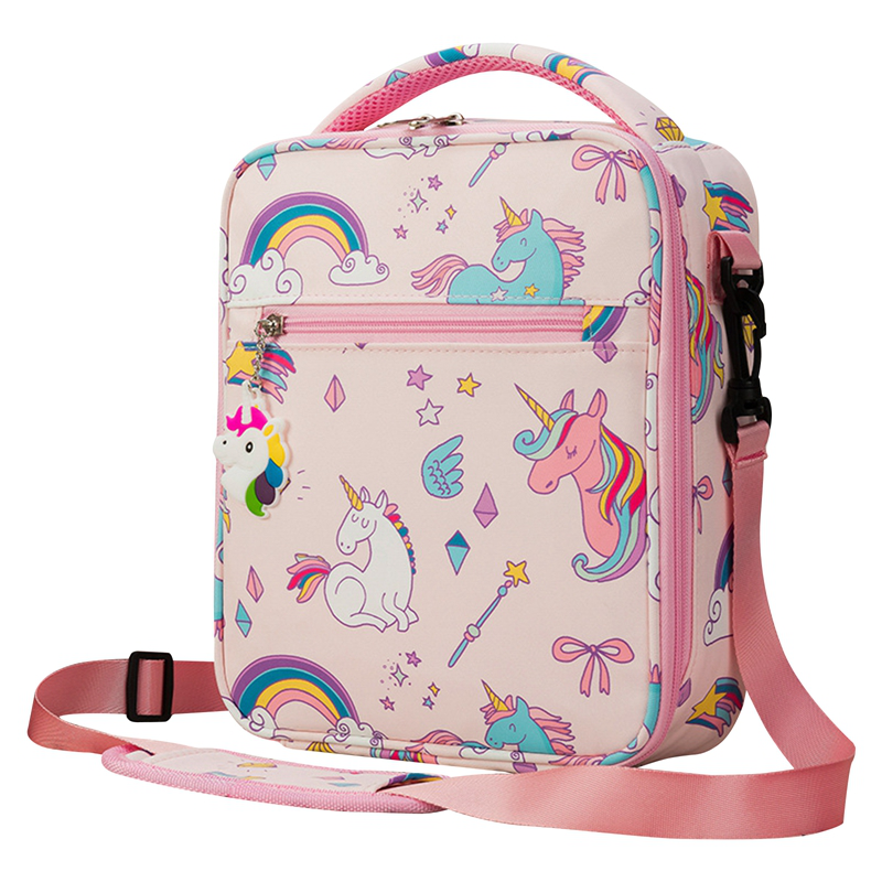 Cartoon Unicorn Insulated Lunch Bag With Shoulder Strap Cute Lunch Box Thermal Tote Bag Portable Leak Proof Cooler Bag For Kids Teen