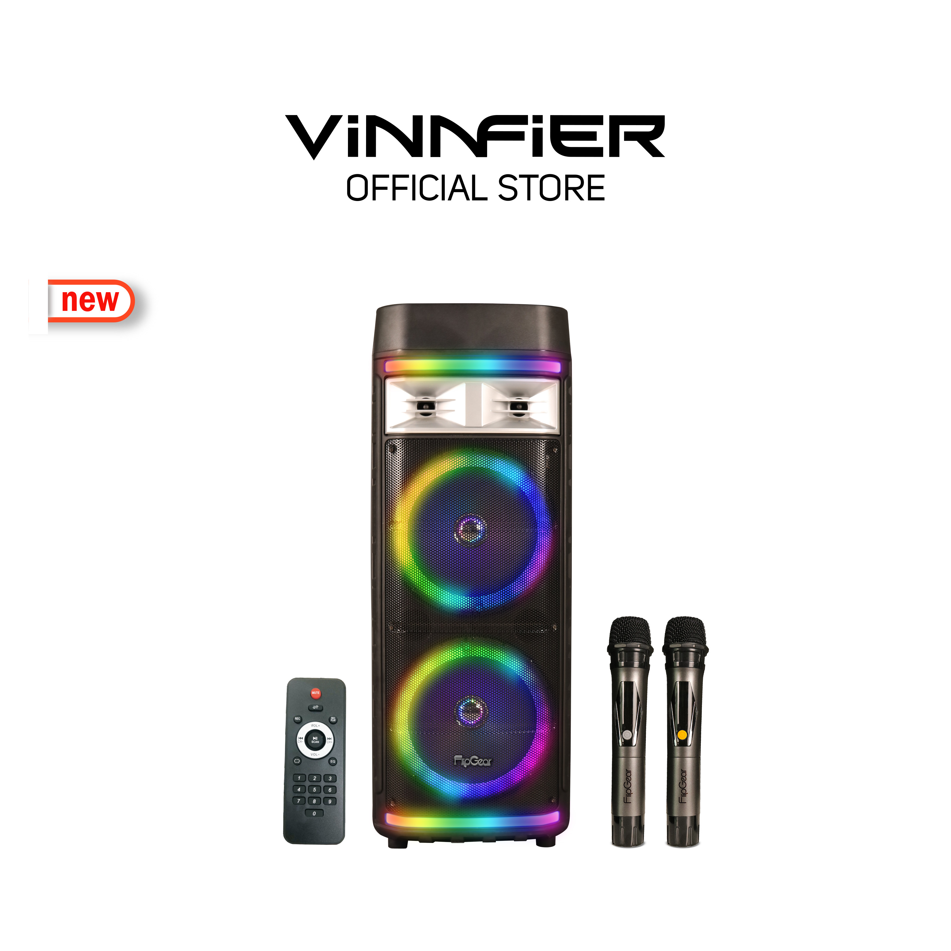 ???????? FLIPGEAR TANGO 300 WMU 2021 TWS Portable Trolley Speaker With 2 UHF Wirelss Mic Bluetooth Super Bass Karaoke